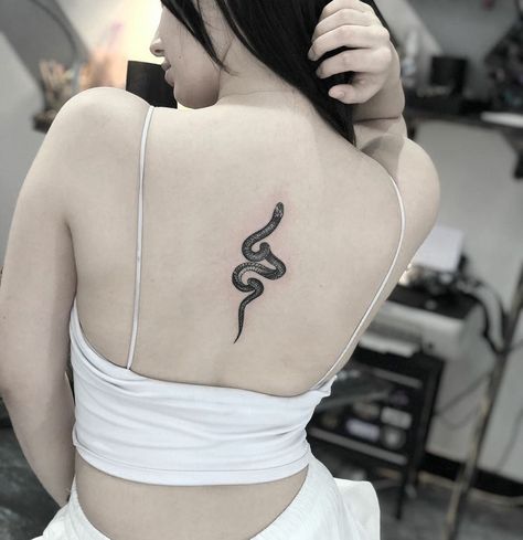 Small Snake Tattoo, Snake Tattoos, Girl Back Tattoos, Small Snakes, Aries Tattoo, Sternum Tattoo, Snake Tattoo, Back Tattoo, Girly Photography