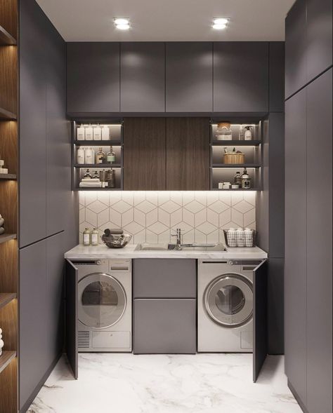 Utility Room Designs, Stylish Laundry Room, Dream Laundry Room, Aesthetic House, Laundry Cabinets, Kitchen Sink Design, Laundry Room Layouts, Laundry Room Renovation, Laundry Design