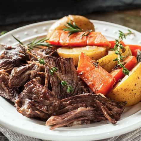 How Long to Cook a Roast in the Slow Cooker (per lb) | Love Food Not Cooking 2 Lb Roast In Crockpot, How Long To Cook Chuck Roast In Crockpot, How Long To Cook Roast In Crock Pot, How Long To Cook A Roast In The Oven, Slow Cooker Bottom Round Roast, Slow Cook Beef Roast, Inside Round Roast Recipe, Round Roast Recipes Crockpot, Blade Roast Slow Cooker