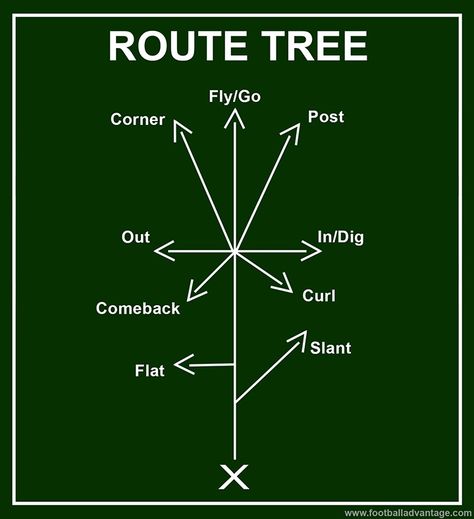 football-route-tree Football Routes, Understanding Football, Flag Football Plays, Football Playbook, Football 101, Food Truck Park, Football Motivation, Tackle Football, Football Plays