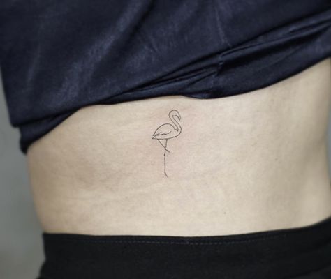 Minimalistic flamingo F Tattoo, Side Tattoos Women, Simple Flower Tattoo, Tattoo Off, Flamingo Tattoo, Beach Tattoo, Side Tattoos, Tattoo Illustration, Tattoos For Kids