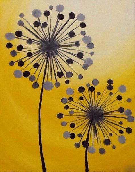 Dandelion Painting, Dandelion Art, Painting Flowers Tutorial, Abstract Art Images, Diy Abstract Canvas Art, Drawing Journal, Abstract Flower Art, Flower Art Drawing, Rock Painting Ideas Easy