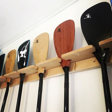 Paddle Storage Ideas, Paddle Board Storage Diy, Garage Paddle Board Storage, Diy Paddle Board Rack, Sup Board Storage Garage, Stand Up Paddle Board Storage, Paddleboard Storage, Paddle Storage, Diy Kayak Storage