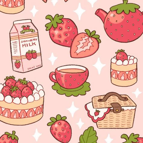 Natalie Rosalinda on Instagram: "Strawberrycore anyone? These strawberry doodles were designed for my Patreon-exclusive sticker sheet and digital wallpapers :) * * * #strawberry #cutearteveryday #kawaiiartwork #kawaiiaesthetic #kawaiiartist #cuteartwork #kawaiiart #cuteart #illust #illustration" Strawberry Drawing, Strawberry Art, Inspiration Logo Design, Sticker Logo, Cute Food Drawings, Cute Strawberry, Logo Design Free, Food Drawing, Logo Fonts