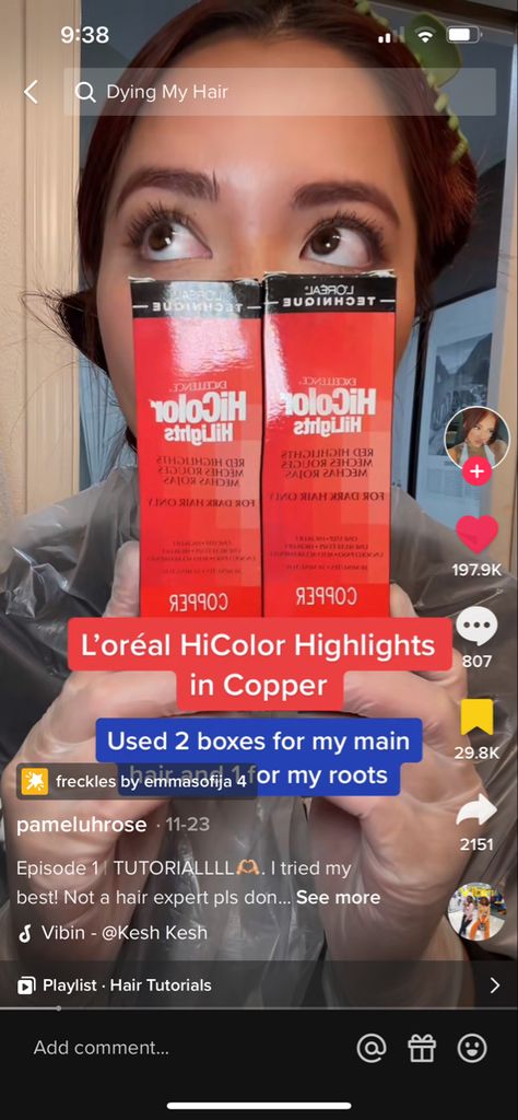 Loreal Hi Color Sizzling Copper, Loreal Copper Hair Color, Box Dye, Red Hair Inspo, Copper Hair Color, Copper Hair, Hair Tutorial, Red Hair, Hair Inspo