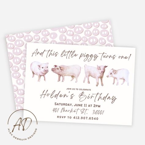 Excited to share the latest addition to my #etsy shop: This Little Piggy Birthday Invitation | Pig Birthday Party | Instant Download | Editable Invitation | Farm Party | 1st Birthday Party https://etsy.me/3Aj3WmE #birthday #pig #boybirthday #girlbirthday #pigtheme First Birthday Pig Theme, Piggy Themed Birthday Party, Pig First Birthday Girl, Pig First Birthday, Pig Themed Birthday Party, Piggy Birthday, Pig Birthday Party, One Year Birthday, Farm Birthday Party