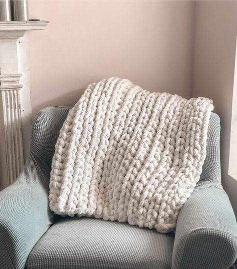 How To Make Jumbo Yarn Blanket Crochet Pattern Online | JOANN Jumbo Yarn Blanket, Crochet Bed Runner, Jumbo Knit Blanket, Striped Crochet Blanket, Yarn Blanket, Spring Sewing, Big Yarn, Jumbo Yarn, Crochet Collection