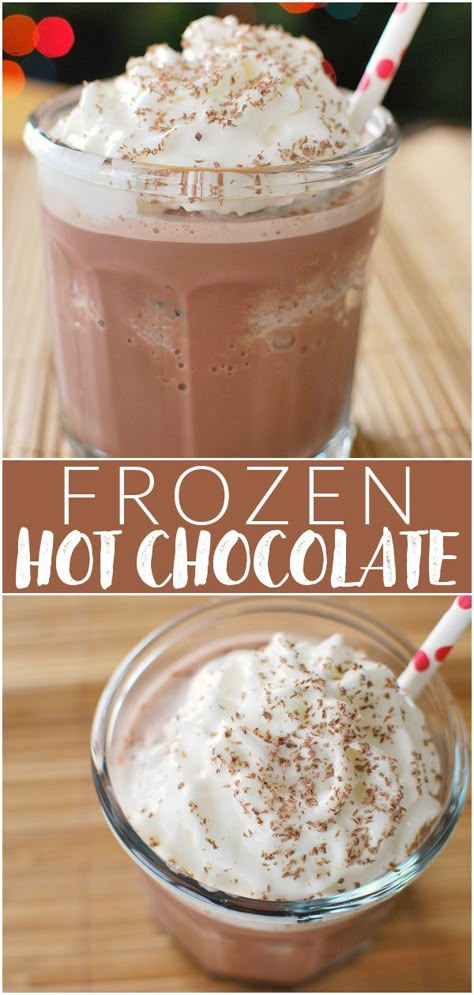 Iced Hot Chocolate, Frozen Hot Chocolate Recipe, Frozen Hot Chocolate, Most Popular Pins, Best Drink, Delicious Drink Recipes, Chocolate Milkshake, Hot Chocolate Mix, Chocolate Mix