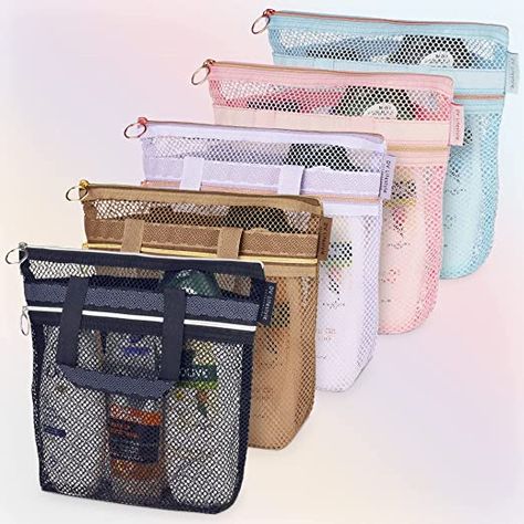 Mesh Shower Caddy 10.2x9.9'' Quick Dry Shower Bag with Zipper & 2 Pockets. Portable Shower Tote, Ideal for Gym, Travel, Camp, Beach, for Sunscreen, or as part of College Essentials! Gym Shower Bag, Gym Shower Essentials, Shower Bag For Gym, Camp Shower Caddy, Shower Bag For Camping, Camping Shower Caddy, Dorm Room Shower Caddy, Shower Caddy College, Cheap Gym Bag With Multiple Compartments For On-the-go