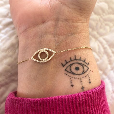 Evil Eye Tattoo On Hand, Eye Tattoo Ideas Realistic, Simple Evil Eye Tattoo, Eye Tattoo Placement, Evil Eye Tattoo For Women, Protection Tattoos For Women, Intuition Eye Tattoo, Intuition Eye, Tattoo Ideas Realistic