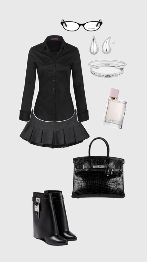 outfit inspo office clothes office siren work mini skirt givenchy boots shirt glasses jewellery birkin burberry perfume Givenchy Outfit, Sirens Fashion, Givenchy Boots, Burberry Perfume, Office Clothes, Uni Outfits, Outfit Plan, Future Outfit, Miniskirt Outfits