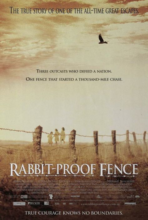 Rabbit proof fence (2002) | Phillip Noyce | 8.5/10 Rabbit Proof Fence, Fences Movie, Rabbit Fence, Aboriginal History, Film Movie, True Stories, Good Movies, All About Time, Fence