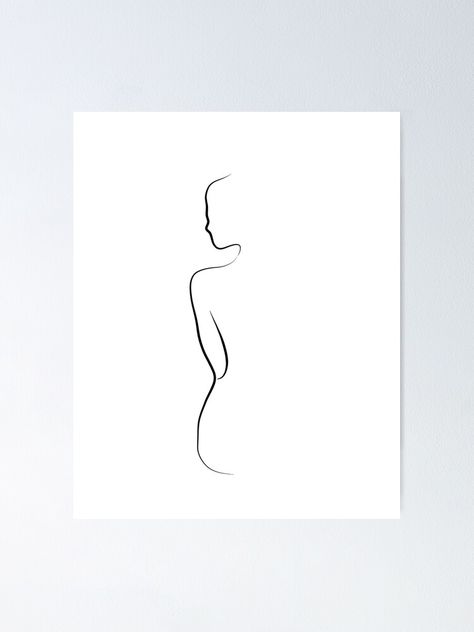 "Woman Silhouette Line Drawing - Ava Begins" Poster by Odyanne | Redbubble Woman Silhouette Tattoo, Back Drawing, Silhouette Tattoos, School Interior, Room Painting, Stick And Poke, Art Prints Online, Night Painting, Woman Silhouette