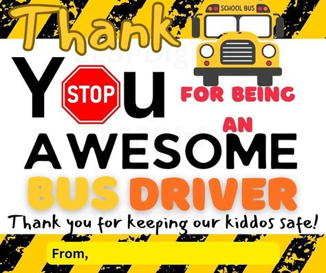 Bus Driver Appreciation, Appreciation Thank You, Bus Driver, Printable Image, School Bus, Printable Cards, Digital Image, Gift Tags, Thank You Cards