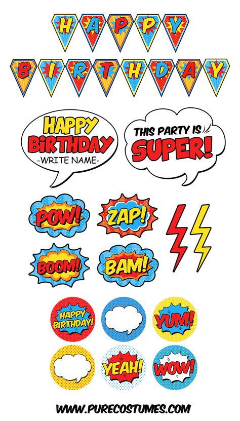 superhero party printables Superhero Party Printables, Superman Birthday Party, Superman Party, Wonder Woman Birthday, Marvel Party, Pj Masks Birthday Party, Superman Birthday, Pj Masks Birthday, Avenger Birthday Party