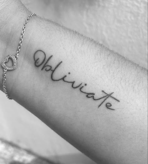 Obliviate Tattoo, Wrist Tattoos Girls, Hp Tattoo, Harry Potter Spells, Harry Potter Tattoos, Dainty Tattoos, Symbolic Tattoos, Word Tattoos, Trendy Tattoos