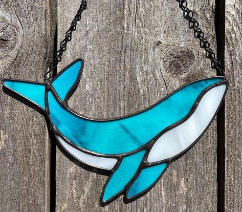 Stained Glass Whale, Whale Stained Glass Pattern, Dolphin Stained Glass Art, Stained Glass Whale Tail, Under The Sea Stained Glass Craft, Stained Glass Under The Sea, Stained Glass Mirror, Florida Room, Stained Glass Patterns Free