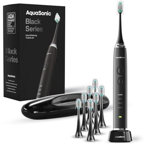 Limited-time deal: Aquasonic Black Series Ultra Whitening Toothbrush – ADA Accepted electric toothbrush- 8 Brush Heads & Travel Case – 40,000 VPM Electric Motor & Wireless Charging - 4 Modes w Smart Timer Smart Toothbrush, Toothbrush Accessories, Sikat Gigi, Power Toothbrush, Sonic Electric, Electric Toothbrush, Black Series, Electric Motor, Oral Care