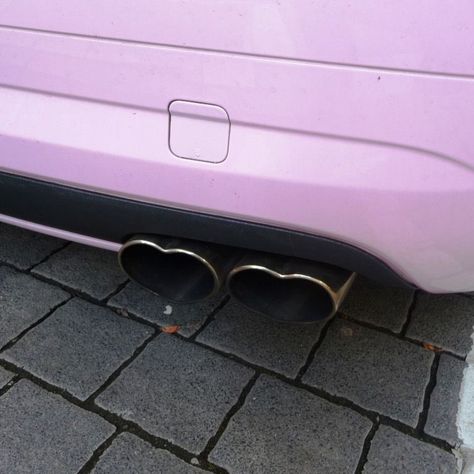 Car Exhaust Aesthetic, Heart Car Mods, Heart Car Exhaust, Heart Shaped Exhaust Pipe, Heart Car Accessories, Heart Exhaust Pipe, Pink Car Mods, Heart Shaped Exhaust, Heart Exhaust