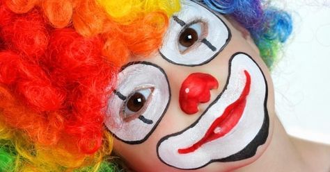 Clown Costume Diy, Best Face Painting, Rainbow Face Paint, Clown Face Paint, Animal Face Paintings, Black Face Paint, Face Painting For Boys, Girl Face Painting, Pierrot Clown