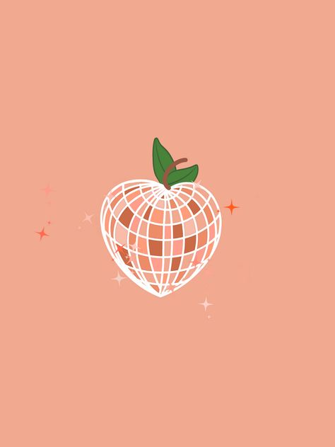 Peach Drawing Aesthetic, Peach Art Aesthetic, Peachy Tattoo On But, Peach Images Aesthetic, Peach Cartoon, Peach Illustration Graphics, Peachy Clean, Peach Honey, Disco Poster