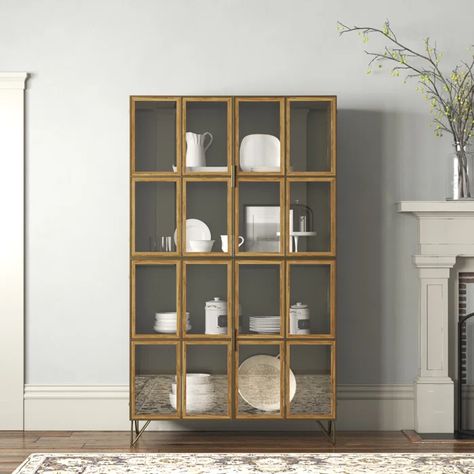 Birch Lane™ Russo 44'' Wide Display Stand & Reviews | Wayfair Tall Narrow Bookcase With Glass Doors, Wooden Bookshelf With Glass Door, Ethan Allen Display Cabinet Ridgeway, Ahlmann Glass Door Library Cabinet, Reclaimed Wood China Cabinet, Art Cabinet, Industrial Bookcases, Kitchen Wine Rack, Dining Cabinet