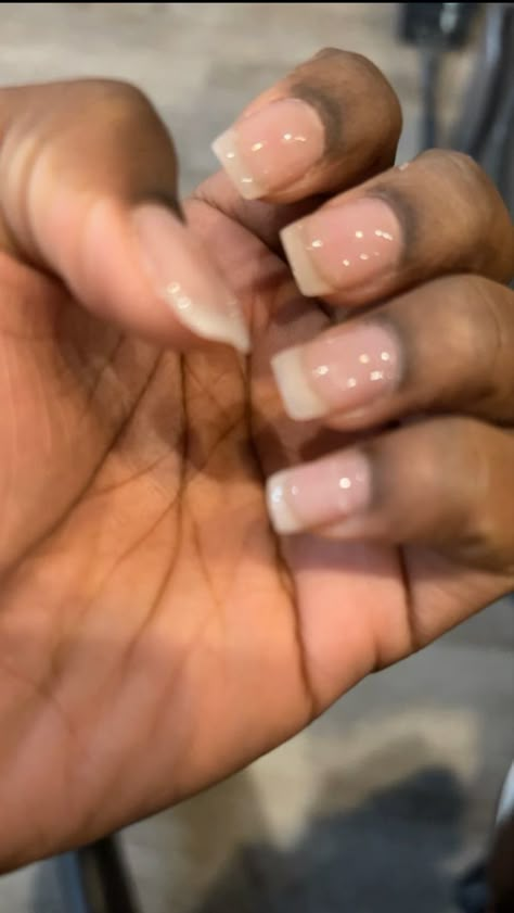 Clear Biab Nails, Clear Manicure Natural, Clean Acrylic Nails, Short Clear Nails, Flat Nail Beds, Natural Looking Acrylic Nails, Clear Gel Nails, Natural Nails Manicure, Natural Looking Nails