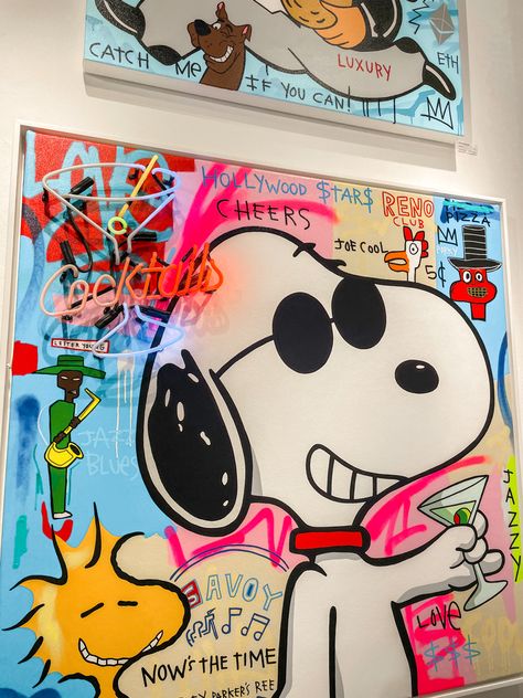 Graffiti Style Canvas Art, Graffiti Murals Ideas, Girly Graffiti Art, Canvas Graffiti Art, Grafitti Painting, Pop Art Aesthetic, Disney Pop Art, Graffiti Murals, Black Art Painting