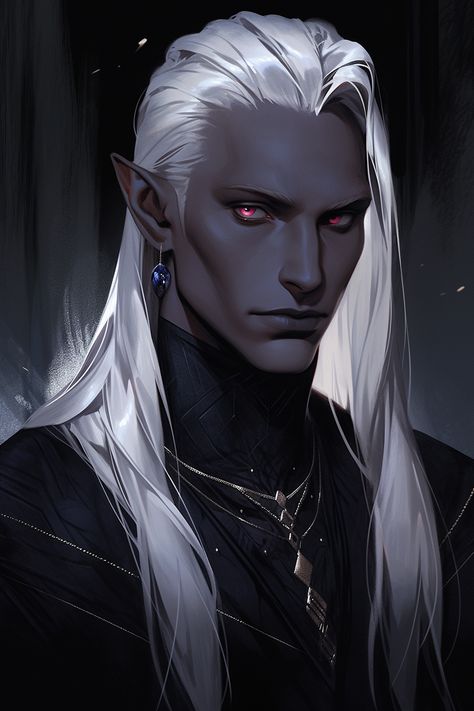 Drow Male Art, Drow Character Art, Dark Elf Male, Drow Dnd, Cinnamon Roll Wallpaper, Fantasy Male Art, Mroczny Elf, Drow Male, Dragon Man