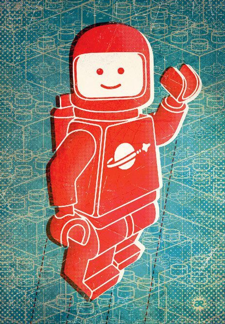 Lego Spaceman, Lego Poster, Lego Print, Illustration Pop Art, Disney Belle, Lego Robot, Lego Man, Lego Craft, Pop Art Illustration