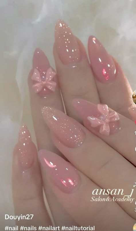 Nail Design Gold, Stone Nails, Soft Pink Nails, Cute Simple Nails, Korean Nails, Purple Nail, Girly Acrylic Nails, Blush Nails, Really Cute Nails