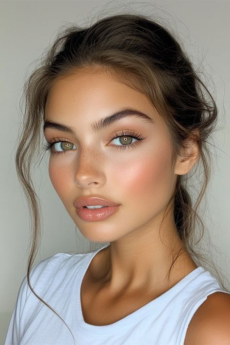 Simple Soft Glam Makeup, Natural Makeup Inspiration, Casual Glam Makeup, Fresh Makeup Look Glow, Light Natural Makeup Looks, Wedding Makeup For Blue Eyes Natural, Youthful Makeup Look, Make Up Trend 2024, Clean Glam Makeup