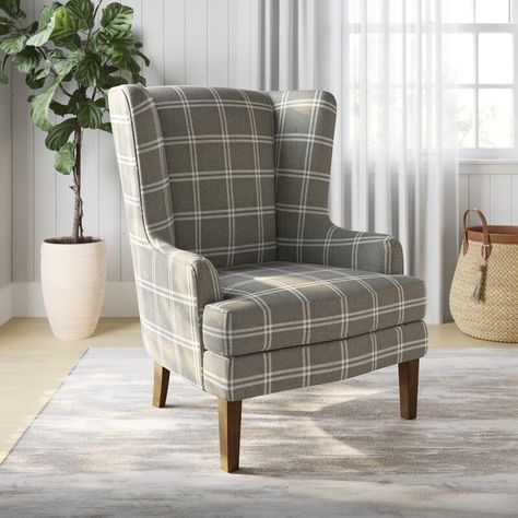 Sand & Stable Aurora 31'' Wide Wingback Chair & Reviews | Wayfair Navy Accent Chair, Wingback Accent Chair, Chair Wood, Wing Chair, Upholstered Arm Chair, Menu Furniture, Toss Pillows, Birch Lane, Oak Finish