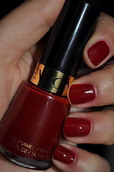 Revlons Valentine Nail Polish. I wear this every fall because it just reminds me of the holiday season! Revlon Red Nail Polish, Revlon Nail Polish Swatches, Maybelline Nail Polish, Nail Polish Ideas Easy, Revlon Nail Polish, Nail Swatches, Valentine Nail, Fashion Minimal, Valentine Nail Art