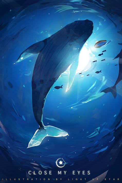 A Whale, Whales, Dolphins, The Ocean, Fantasy Art, Digital Art, Swimming, Fish, Wallpapers