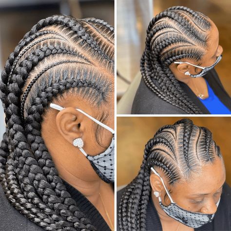 40 Stunning Stitch Braids Cornrows - Coils and Glory Stitch Braids Cornrows, Lemonade Braids Hairstyles, Cornrows Braids For Black Women, Bob Braids Hairstyles, Two Braid Hairstyles, Braids Cornrows, Feed In Braids Hairstyles, African Hair Braiding Styles, Braids Hairstyles Pictures