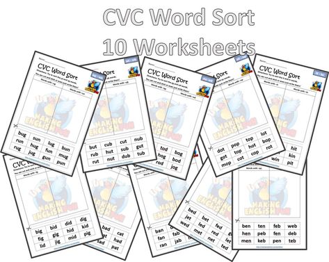 Onset And Rime, Word Sort Activities, Short Vowel Worksheets, Phonics Resources, Phonics Worksheets Free, Cvc Worksheets, Word Sort, Vowel Worksheets, Phonics Free