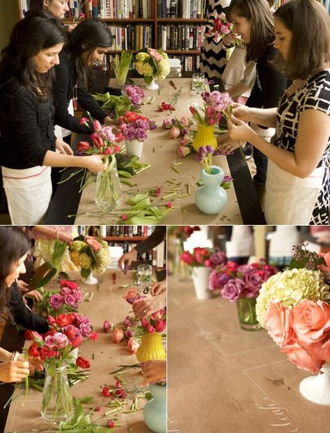 bridal shower ideas | Unique Bridal Shower Ideas: Flower Arranging Class Flower Arranging Class, Floral Design Classes, Diy Wedding Table, Bridal Shower Inspiration, Unique Bridal Shower, Shower Inspiration, Pittsburgh Weddings, Flower Party, 100 Layer Cake