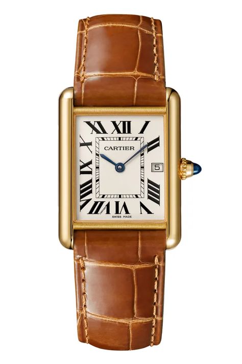 Tank Louis Cartier, Cartier Tank Louis, Tank Watch, Brown Leather Strap Watch, Brown Leather Watch, Timex Watches, Cartier Panthere, Cartier Santos, Cartier Tank