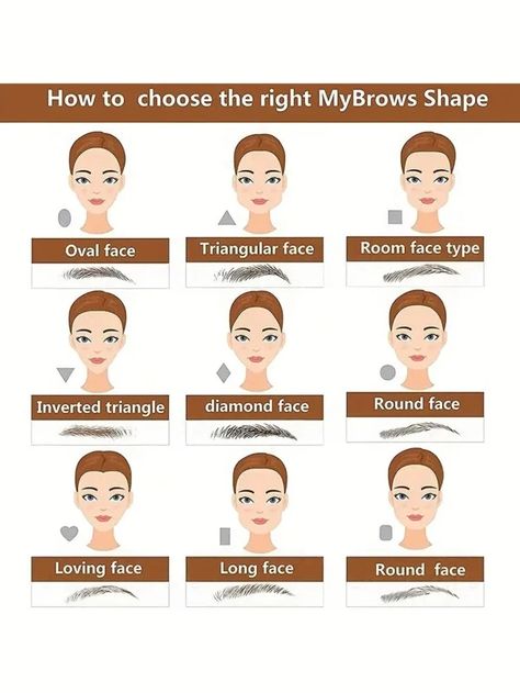 5pcs Hair-like Waterproof Eyebrow Tattoo Stickers, Temporary Eyebrow Transfer Stickers, Peel-off Beauty Eyebrow Shape Stickers For Both Women And Men (brown) | SHEIN USA Triangle Eyebrows, Eyebrows Shaping, Triangle Face, Types Of Eyebrows, Rectangle Face, Sparse Eyebrows, Brow Products, Sparse Brows, Birthday Fit