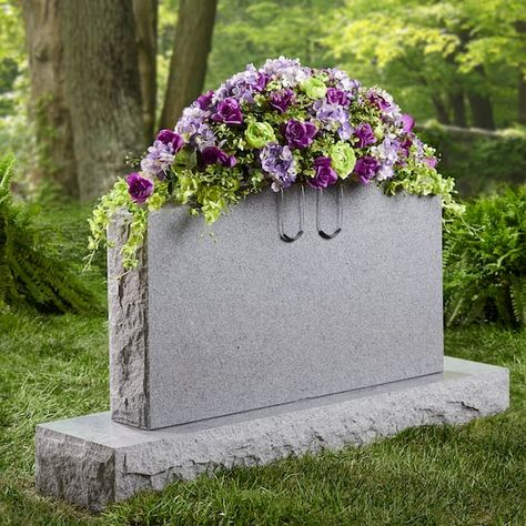 "Buy the FloraCraft® Floral Tombstone Hugger Green at Michaels. com. Create beautiful, memorial arrangements using the FloraCraft Floral Tombstone Hugger. Create%20beautiful%2C%20memorial%20arrangements%20using%20the%20FloraCraft%20Floral%20Tombstone%20Hugger.%20It%20comes%20with%20FloraCraft%20FloraF%C5%8DM%20pre-attached%20that%20is%20now%20made%20with%20recycled%20plastic%21%20FloraF%C5%8DM%20is%20great%20for%20holding%20artificial%20flower%20stems%2C%20heavy-stemmed%20naturals%20%28like%20br Diy Headstone, Memorial Arrangements, Casket Flowers, Gravesite Decorations, Memorial Day Decorations, Grave Flowers, Cemetery Decorations, Grave Decorations, Diy Arrangements