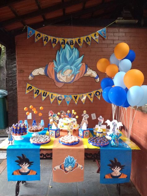 Dragon Ball Theme Party, Cumple Dragon Ball Z Party Ideas, Dragonball Z Birthday, Dragonball Z Cake, Goku Birthday, Dragon Themed Birthday Party, Naruto Birthday, Dragon Birthday Parties, Deco Ballon