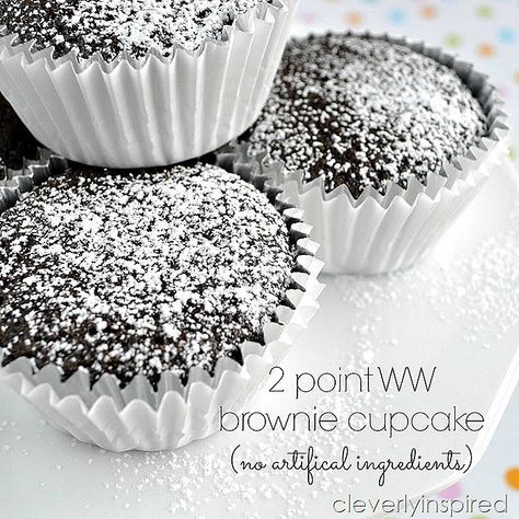 Weight Watchers: 2 point dessert brownie cupcake @cleverlyinspired (6) Weight Watchers Brownies, Dessert Ww, Weight Watcher Desserts, Weight Watchers Dessert Recipes, Weight Watchers Recipes Desserts, Brownie Cupcakes, Points Recipes, Ww Desserts, Weight Watchers Desserts