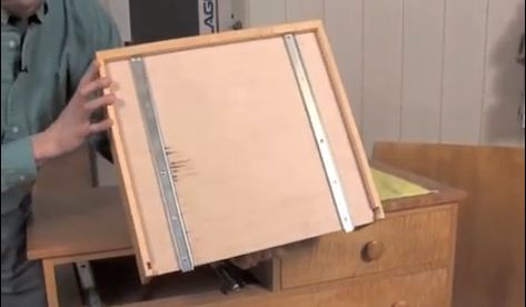 Installing Under-Mount Drawer Slides - Woodworking | Blog | Videos | Plans | How To Under Drawer Slides, Drawer Slides Installing, Drawer Slides Ideas, Bottom Mount Drawer Slides, Under Mount Drawer Slides, Diy Drawer Slides, Garbage Door, Workshop Drawers, Installing Drawer Slides