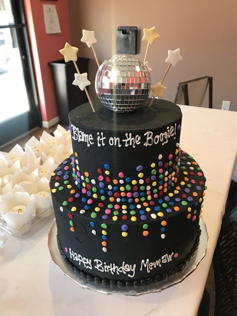 50th Birthday Party 70s Theme, 80s Bday Cake, 70s Bday Cake, 60s Theme Birthday Cake, 70s Cake Ideas Disco Party, Disco Birthday Party Cake, 70s Themed Birthday Cake, Disco Food Ideas 70s Party, 70s Theme Birthday Cake