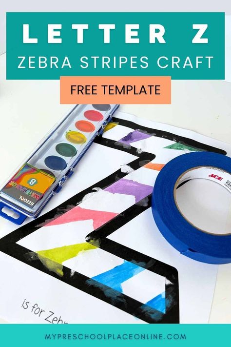 Teach your preschoolers the letter Z with our zebra stripe watercolor painting activity! This engaging letter craft not only reinforces letter learning but enhances fine motor skills. Watch our video tutorial on the blog and download our free printable template to start crafting with your little one today. A perfect addition to Pre k letter activities and letter z crafts for preschoolers! Zero Crafts For Preschoolers, Letter Z Activities, Letter Z Crafts For Preschoolers, Letter Z Crafts, Letter Learning Activities, Teaching Letter Recognition, Alphabet Letter Activities, Online Preschool, Early Literacy Activities