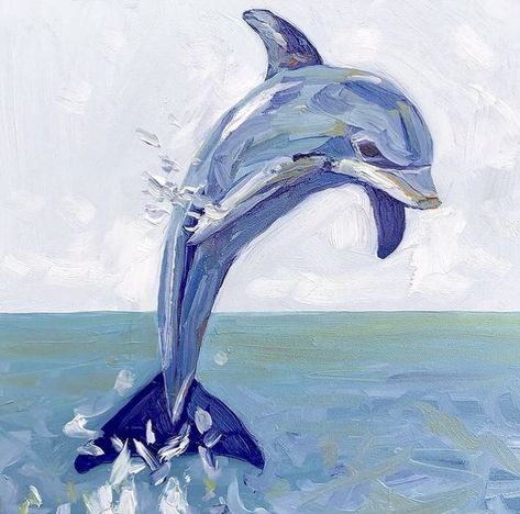 Dolphin Reference, Dolphin Drawing, Speed Draw, Dolphin Painting, Dolphin Art, Square Painting, Summer Painting, Canvas Painting Designs, Samurai Art