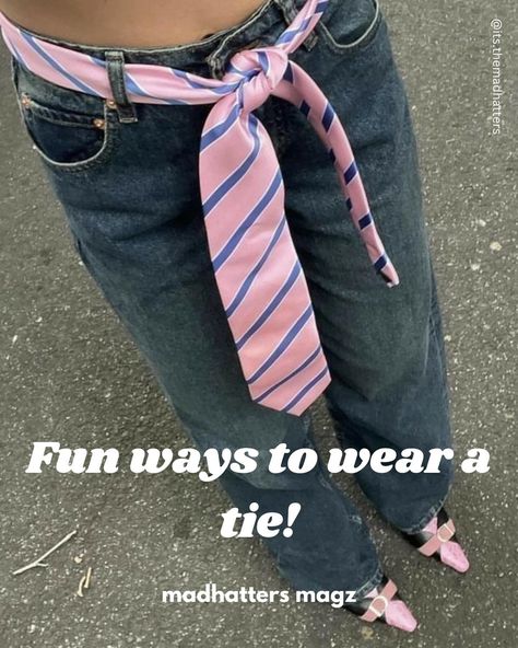 Ties aleays surprise💋 . . . . Tie outfits ootd ties colourful ties style magazine fashion pinterest girl it girl . . . #tie #tieoftheday #tieoutfit #pinterestgirl #pinterestoutfit #styleinspo #styleinspiration #ootd #fashion . . . . Madhatters magz #5 Womens Shirt And Tie Outfit, Casual Outfits With Ties, How To Style A Tie Women, Loose Tie Outfit, Tie Skirt Outfit, Women Ties Outfit, Outfits With Ties For Women, Tie As A Belt, Tie Outfit For Women