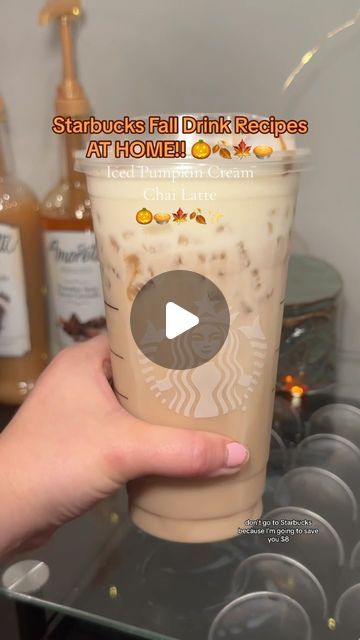 Brookelyn  Meyer ☕️✨🌸 on Instagram: "Starbucks Pumpkin Cream Chai Latte At Home 🫶🏻🎃  How to make the Starbucks Pumpkin Cream Chai Latte at home:  🎃 fill to bottom line with @tazo chai latte concentrate 🎃 fill milk to the top line 🎃 add pumpkin cream cold foam (3 tbsp heavy cream, 2 tbsp milk, 1 tbsp pumpkin sauce + splash of vanilla syrup) I used @amoretti pumpkin pie (code BROOKELYN15 for 15% off) and I top with @kyyachocolate pumpkin sauce code BROOKELYN10 for $$ off!! 🎃 top with pumpkin pie spice  Follow me @brookelynlikesespresso for more on TikTok, Instagram, and YouTube 🫶🏻🎃  #starbucks #pumpkincreamchai #starbucksfalldrinks #coffee #starbucksathome #coffeeaddict" How To Make A Chia Latte, How To Make A Pumpkin Spice Latte, Pumpkin Chai Latte Starbucks, Starbucks Iced Pumpkin Cream Chai Tea Latte Recipe, Iced Pumpkin Chai Tea Latte Starbucks, Pumpkin Iced Chai Latte Starbucks, Blonde Coffee Starbucks, Pumpkin Cream Chai Latte, Copycat Starbucks Iced Pumpkin Cream Chai Tea Latte