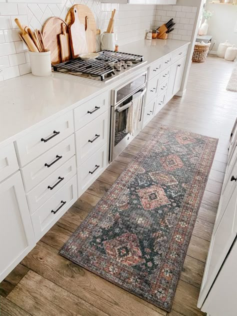 Kitchen Runner Rugs Under $75 - Sprucing Up Mamahood Kitchen Runner Rugs, Kitchen Rugs Ideas, Runner Kitchen, Rug Runner Kitchen, Kitchen Runner Rug, Boho Area Rug, Boho Kitchen, Kitchen Runner, Runner Rugs